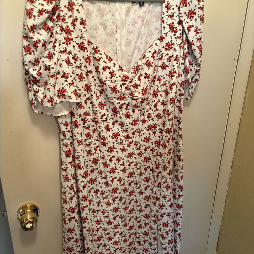 DANIELLE BERNSTEIN Red Floral Long Sleeve Dress